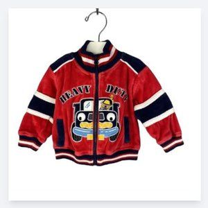 Vintage Baby Togs Heavy Duty Truck Velour Zip-Up Jacket size 6-9 Months